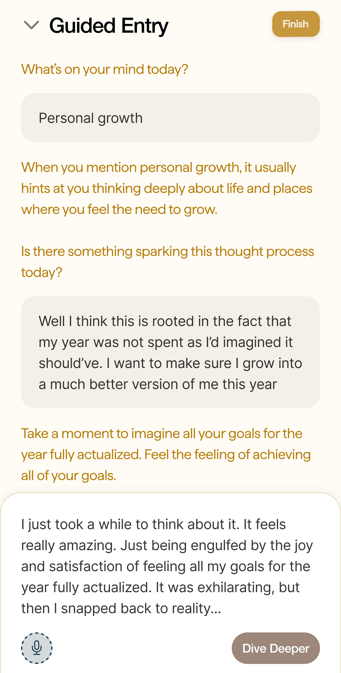 Guided Journaling feature screenshot